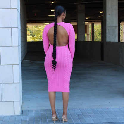 The Perfect Cable Knit Dress(pink) - Efféminé Face Fear