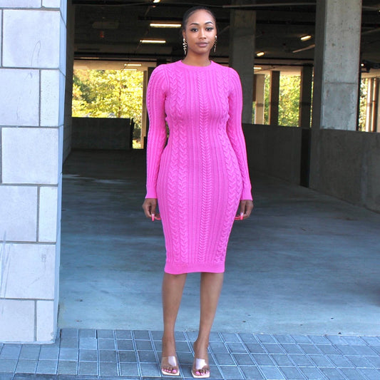 The Perfect Cable Knit Dress(pink) - Efféminé Face Fear