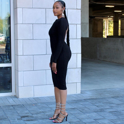 The Perfect Cable Knit Dress(black) - Efféminé Face Fear