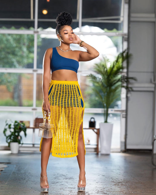 Draya Skirt (mustard) - Efféminé Face Fear