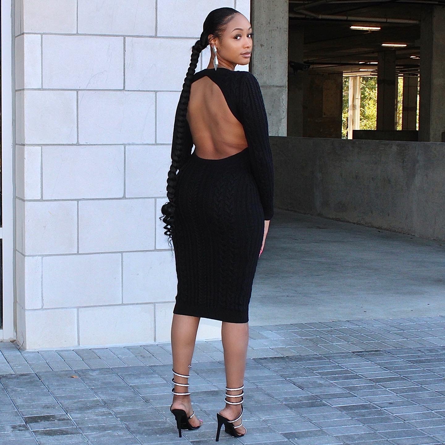 Black cable knit clearance dress