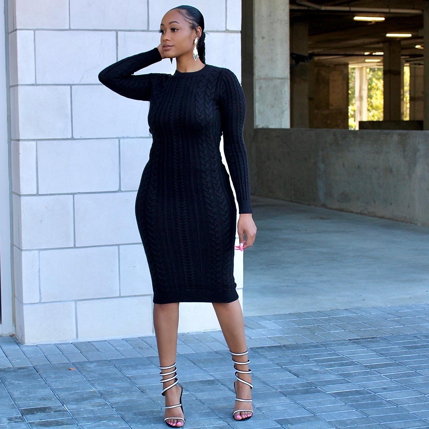 The Perfect Cable Knit Dress(black) - Efféminé Face Fear