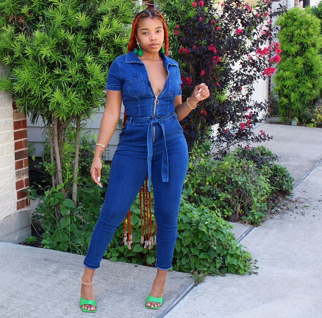 Beverly Denim Jumpsuit (dark denim) - Efféminé Face Fear